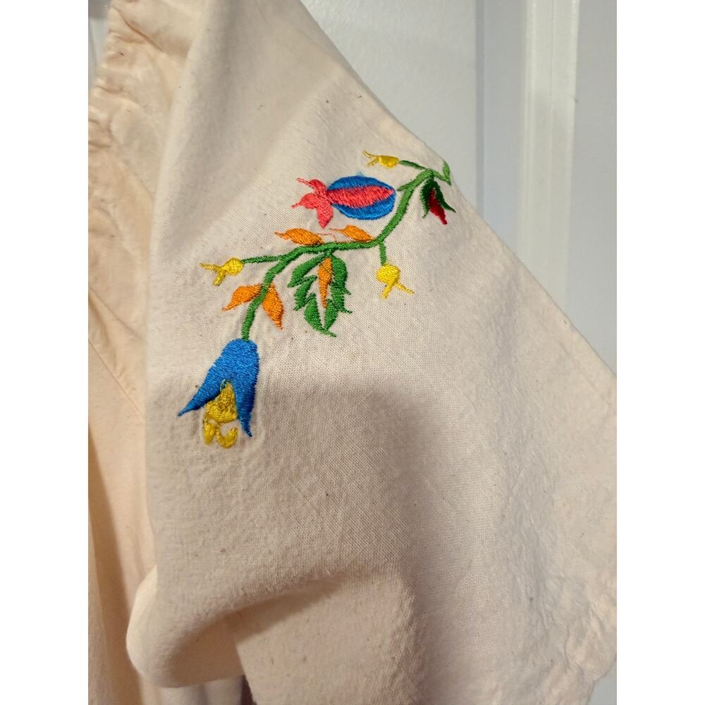 Vintage Mary Vi BARBADOS Floral Embroidered Maxi Dress Mexico Folk Cotton MINT M - Picture 12 of 15